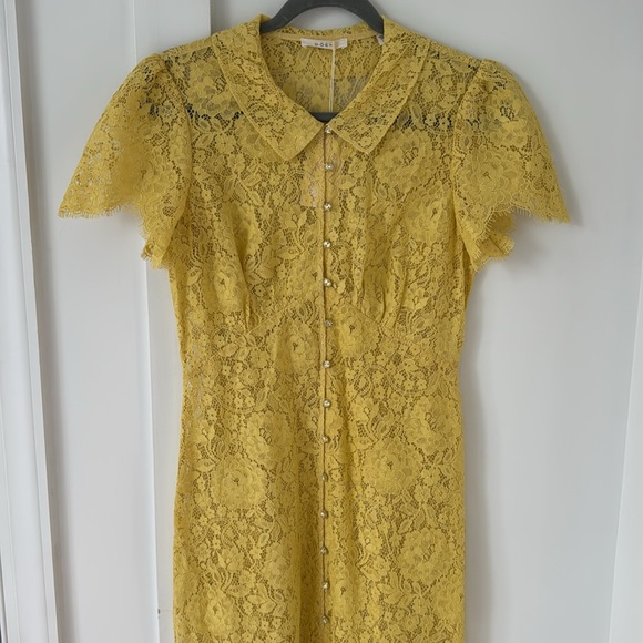 ⚡️⚡️⚡️SOLD⚡️⚡️⚡️⚡️⚡️NWT Doen Sohana yellow lace midi dress Size M - Picture 6 of 14